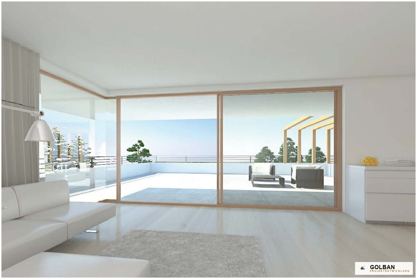 Innenraum mit Terrassenblick